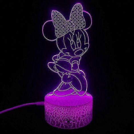 Veilleuse LED 3D Mickey et Minnie avec télécommande USB et 16 couleurs, lampe de bureau décorative pour chambre ou bureau (1/2)