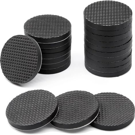 Pieds de meubles antidérapants, solides, ronds de 2,5 cm, lot de 46, noirs, embouts, patins antidérapants auto-adhésifs pour lit, canapé, table, pieds en caoutchouc (1/4)