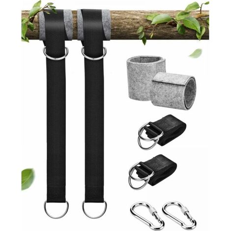Extra long 150cm hammock tree strap with 2 secure locking carabiners and D-rings, perfect for hanging kit straps (1/4)