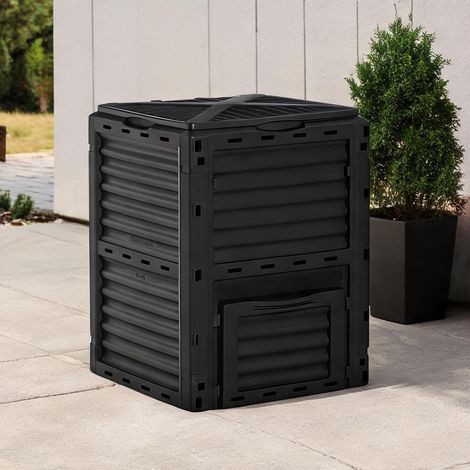 Composteur de jardin 300 L en plastique avec couvercle nero en PP (1/5)