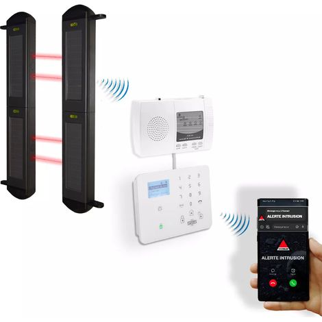 Ultra Secure – Alarme GSM 2G/3G/4G sans fil – Barrières infrarouges 900 mètres – Autonomes solaires – Détection double faisceaux