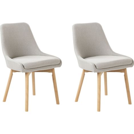 Lot de 2 Chaises de Salle à Manger en Tissu Polyester Pieds en Bois Massif Gris Clair Melfort (1/5)