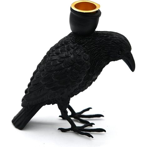 Bougeoir Gothique Statue de Corbeau, Décoration Effrayante pour Halloween Porte-Bougie Halloween Pour Dessus De Table, Chambre, Appartement, Balcons, D'Hôtel, Soirées Et Fêtes (1/5)