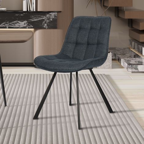 Chaise de salle Ă manger en tissu bleu BARIA (lot de 2) (1/5)