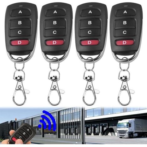 4Pcs Telecommande Portail Universelle, Duplicateur Multicode à 4 Boutons 433 Mhz, Telecommande Garage Bip Portail Universelle pour Porte Électrique pour Porte de Garage (1/4)
