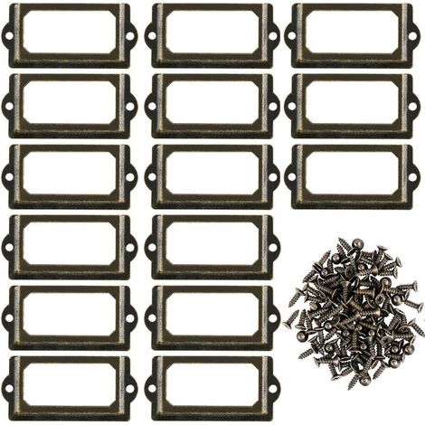 Lot de 30 supports d'étiquettes en métal pour meubles, tiroirs, armoires, cartes, plaques nominatives, cadres avec vis pour bureau, bibliothèque, étagère, bronze, M 70 x 33 mm-Fei Yu (1/5)