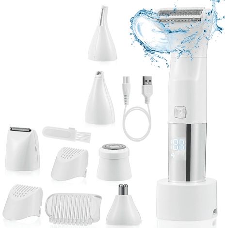 Kit de rasage électrique pour femmes, rasoir portable sans fil, ensemble de soin 5 en 1 pour femmes (1/5)