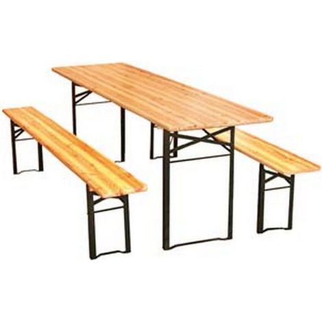 1PZ SET TAVOLO + 2 PANCHE BIRRERIA 2 GAMBE tavolo cm.200x50x77h. - panche cm.200x25x47h.