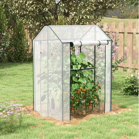 Invernadero de jardín de doble puerta 100 x 80 x 150 cm de acero blanco HAVRYA (1/5)