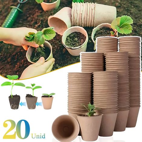 20 Unidades Macetas Biodégradables Siembra Suculenta Germina (1/5)