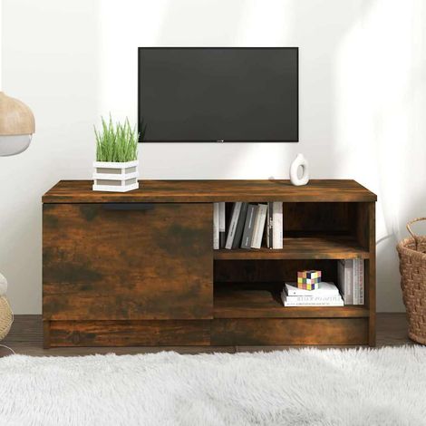 vidaXL TV Cabinet Smoked Oak 80x35x36,5 cm Engineered Wood (1/5)