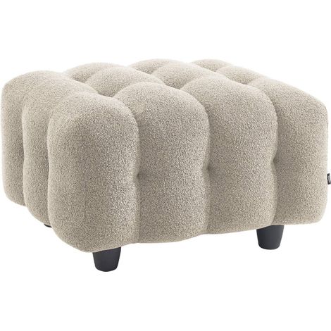 sweeek - Sitzhocker Fußhocker mit strukturiertem Bouclébezug für 3-Sitzer Sofa Leon