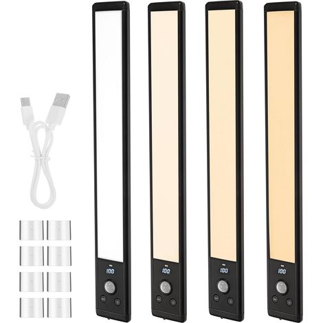 4 Pack Under Cabinet Kitchen Lights with 66 LED, 2200mAh Rechargeable, 3 Modes & 3 Brightness with 120° Angle Motion Sensor Lights Indoor, Magnetic Stick Wireless Light for Wardrobe Stairs (1/5)