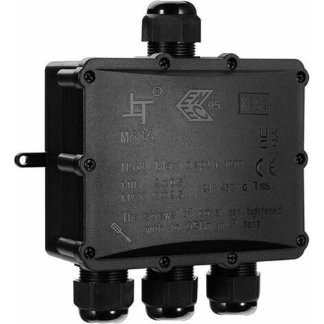 Boîte de dérivation étanche IP68 – 4 voies pour câbles Ø 4-14mm – Installation facile avec 6 connecteurs – ABS et PVC résistant (1/5)
