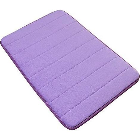 Tapis de bain en polaire corail douce, antidérapant et absorbant (40 x 60 cm, violet foncé) (1/4)