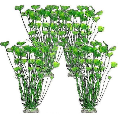 Plantes décoratives pour aquarium, lot de 4 plantes artificielles pour aquarium, 40 cm (15,75 pouces), en plastique vert aquatique. (1/5)