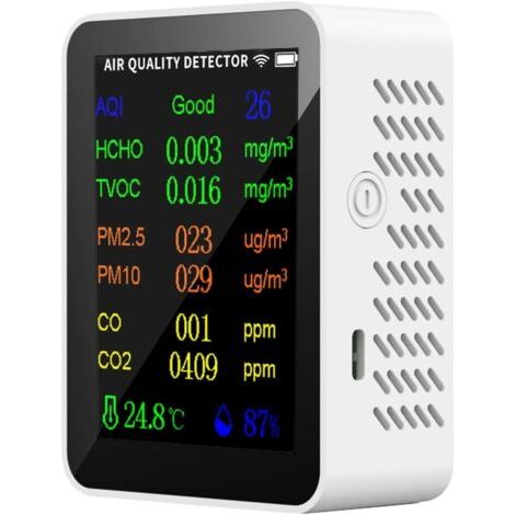 Testeur d'air de haute précision - Moniteur de qualité de l'air - Formaldéhyde professionnel - Température et humidité - Détecteur de pollution de l'air intérieur et extérieur
