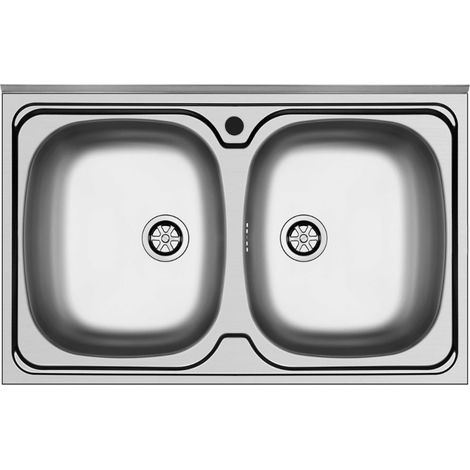 Lavello da appoggio 2 vasche con alzatina inox Mediterraneo802