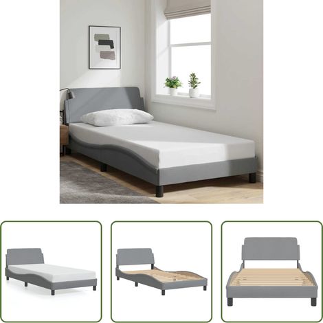 Kopfteil - Bettgestell "Dover" Hellgrau 100x200 cm Stoff (1/5)