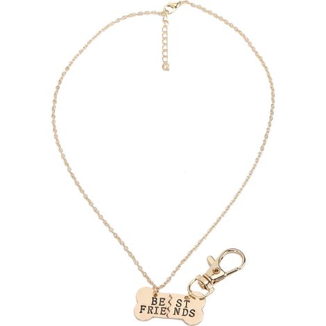 Alliage propriétaire et animal de compagnie paire os de chien 2 épissage collier étiquette chaîne pendentifs fendus doré noir mot épissure pendentif ensemble (1/5)