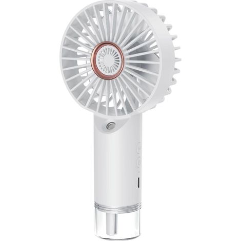 Ventilateur brumisateur portable, rechargeable et personnel, alimenté par piles, mini ventilateur de poche pliable idéal pour la plage et les voyages.