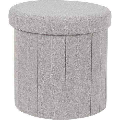 Olaf FALTBARER SITZPOUF, grau, MIT AUFBEWAHRUNGSFACH, rund, 38 cm