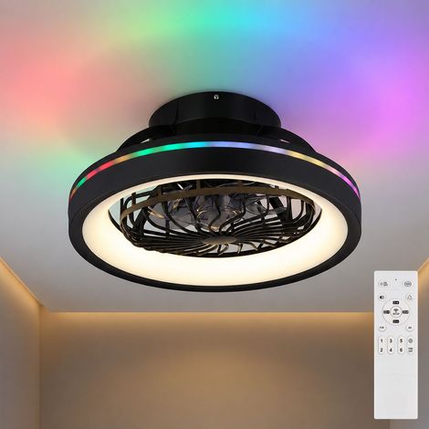 Deckenlampe Ventilator Raumlüfter Kühler Wohnzimmerleuchte, CCT 2700-6500K RGB LED Fernbedienung dimmbar Memory-Funktion Timer Nachtlicht, D 48 cm (1/5)