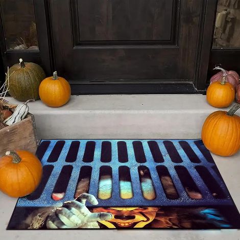 Halloween Doormat 3D, Halloween Decoration Horror, Scary Sewer Clown Doormat, Funny Horror Non-Slip Floor Rug, Decoration for Indoor Outdoor Use (40 x 60 cm) (1/5)