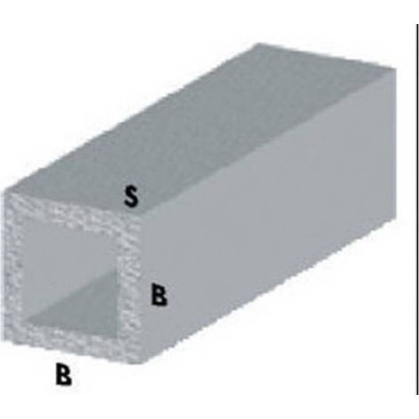 5 x PROFILO ARGENTO H.100 CM TUBO QUADRO 15X15X1 MM
