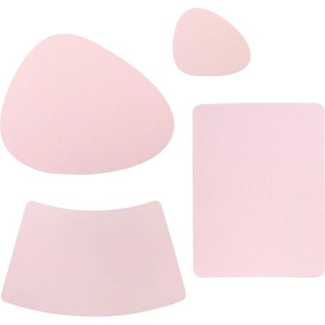 Set aus 4 Platzsets aus wärmeisolierendem Silikon, in nordischem Kunstleder-Optik, in Form eines Wassertropfens. (1/5)