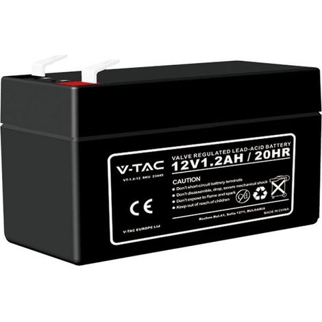 Batterie au plomb V-TAC 12V 1,2Ah pour alarme, vidéosurveillance, bornes UPS T1 974352mm - 23449