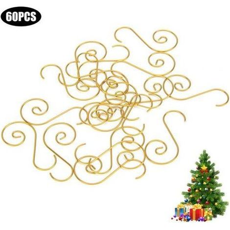 Crochets Décoratifs en Métal en Forme de S, Lot de 60 Mini Crochets Dorés pour Sapin de Noël et Décoration de Stand (1/5)