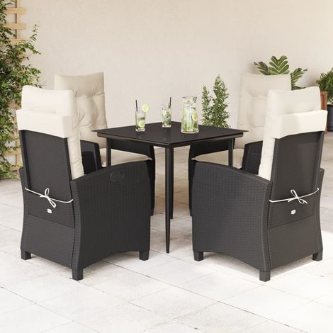 Set de muebles jardín 5 pzas con cojines ratán sintético negro vidaXL (1/5)