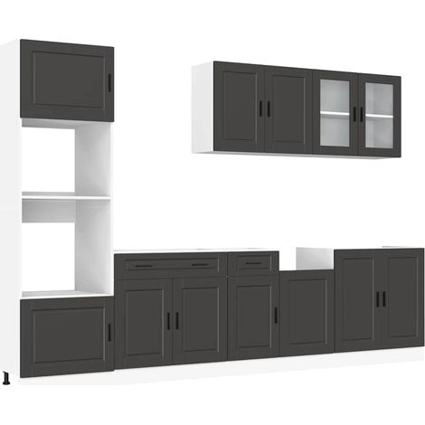 Maison Exclusive - Set Mobili da Cucina 7 pz Porto Neri Legno Multistrato