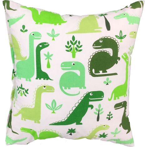 Funda de almohada 40x60 1197E blanca Dinosaurios verde oliva