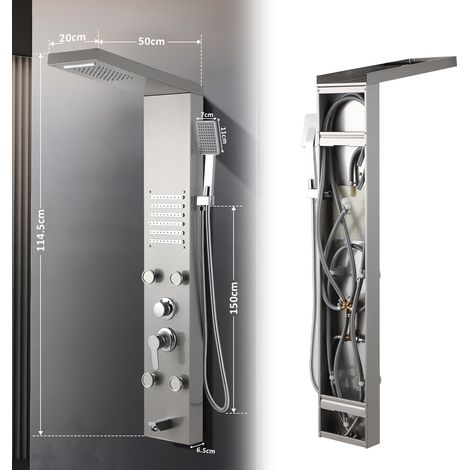Wolketon Duschpaneel 5-in-1 mit LED, Regendusche & Massage, Silver (1/3)