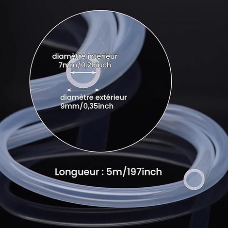 flexible silicone hose, inner diameter x outer diameter 7 mm x 9 mm, transparent hose for aquarium, for (1/3)