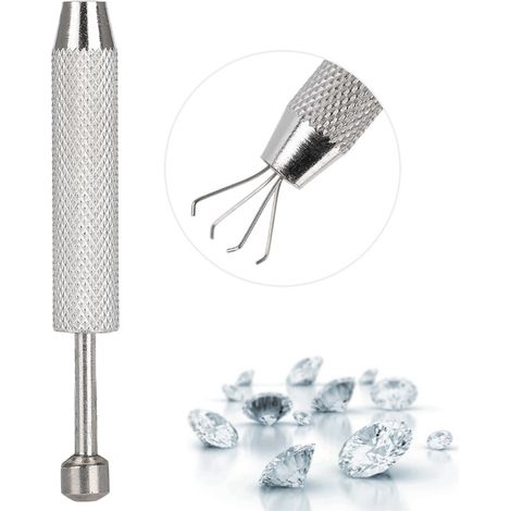 Pince à bijoux porte-bijoux, outil de ramassage, pince à diamants et pierres précieuses à 4 griffes (courte) (1/5)