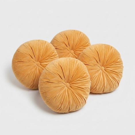 4 Cojines Redondos de 40 cm para Sofá en Poliéster y Terciopelo Artemis YES - Naranja (1/3)