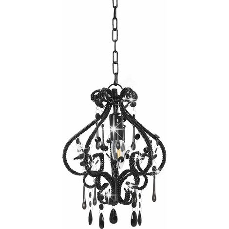 Plafonnier avec perles Noir Rond E14 (1/5)