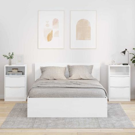 Nachttische 2 pcs Hochglanz Weiß 40 x 30 x 467 cm Holzwerkstoff