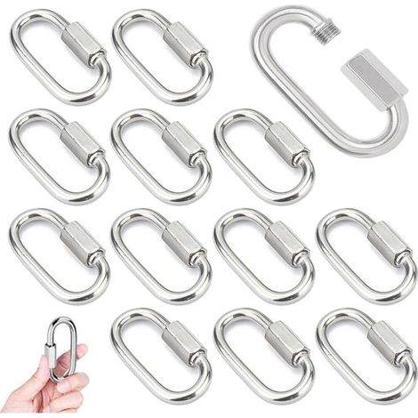 14 Stück M4-Schraubkarabiner, Schnellverbindungsglieder, Edelstahl 304, Verriegelungskarabiner mit Schraubkappe, Fixierkarabiner zum Verbinden von Seilen, Ketten und Takelage (1/5)