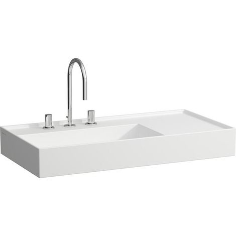 LAUFEN Kartell Waschtisch, 2 Hahnlöcher, ohne Überlauf, Ablage