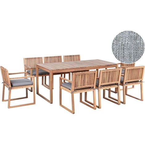 Garden Dining Set 8 Seater SASSARI PREMIUM with Cushions Certified Acacia Wood Grey Melange (1/5)