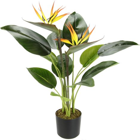 Plante Artificielle Strelitzia en Pot - Perroquet avec Fleur - Plante Artificielle - Fleurs artificielles en Pot - Fleurs en Soie - Plante d'intérieur - Cadeau de Bureau (1/3)