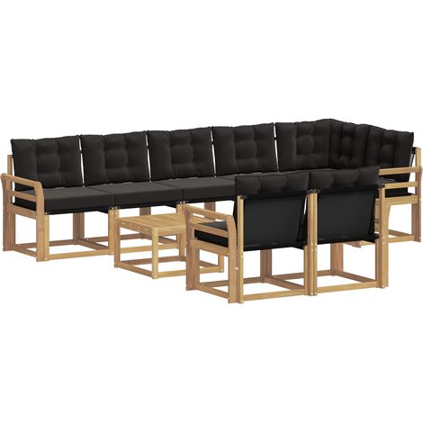 Set di divani da esterno 9 pz 8-Posti Bianco e Nero vidaXL (1/5)