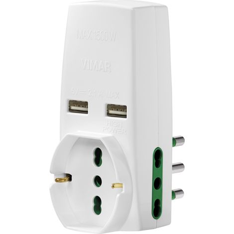 Adaptateur multiprises 1 fiche 16a + 2 prises doubles 16a + 1 prise universelle + 2 prises blanches usb 0p00333.b