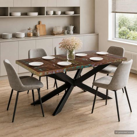 285966 vidaXL Dining Table 180x90x76 cm Solid Reclaimed Wood (1/5)