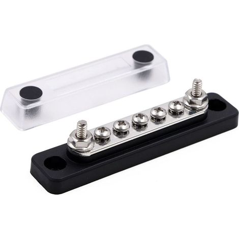 100-A-Sammelschiene mit 2 Bolzen, 5 Schrauben und Abdeckung, 12 V, 24 V, 48 V DC (1/5)
