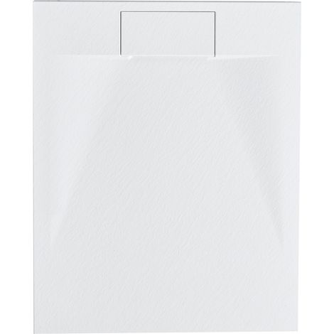 Plato de ducha minimalista con desagüe SMC efecto piedra natural 80 x 100 x 3 cm blanco Azzurro